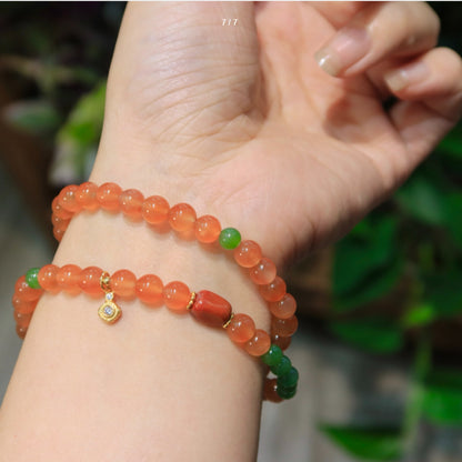 Natural Premium Baoshan Ice-Grade Red Tourmaline Double-Wrap Bracelet