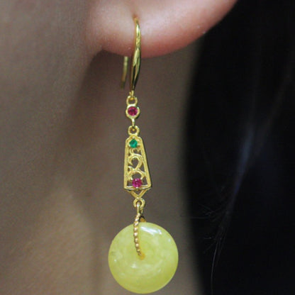 Minimalist Chinese-Style Fashion Amber Earrings