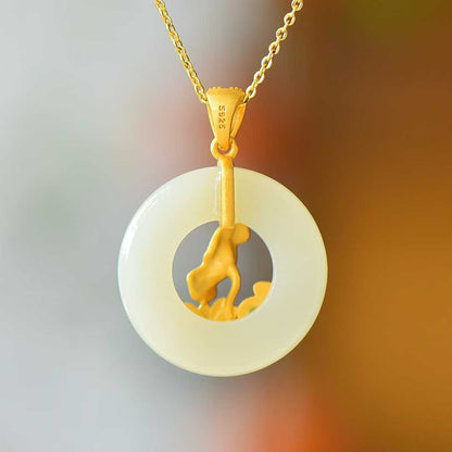 925 Silver Inlaid Hetian Nephrite "Butterfly Breaking Cocoon" Pendant