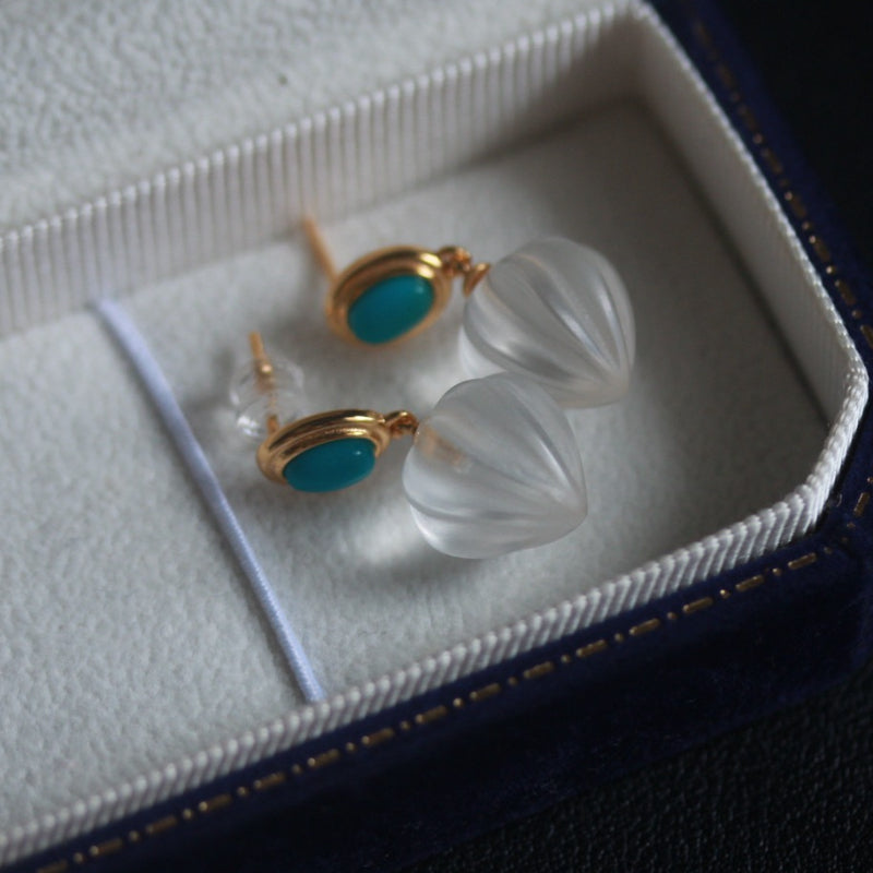 Natural Turquoise and Clear Quartz Earrings