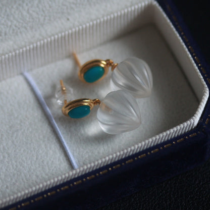 Natural Turquoise and Clear Quartz Earrings