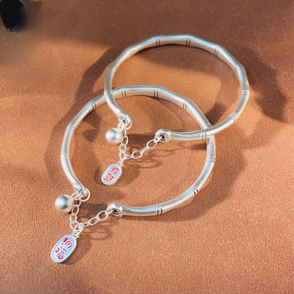 China ancient bamboo fortune - bringing sterling silver couple bracelet - jewelry - weilin.com