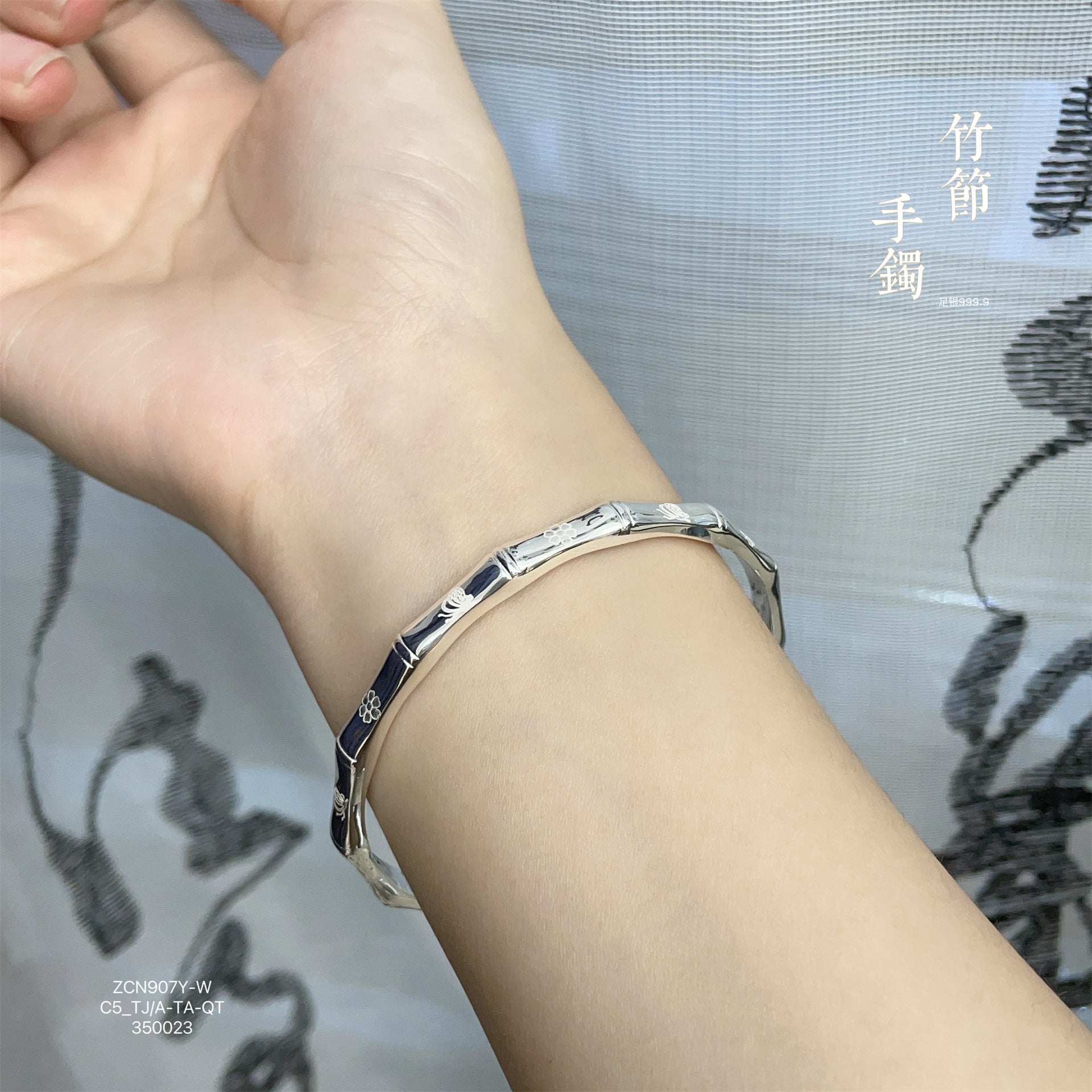 China bamboo open sterling silver bracelet - jewelry - weilin.com