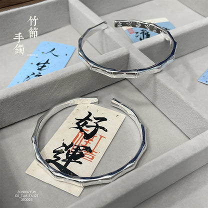 China bamboo open sterling silver bracelet - jewelry - weilin.com