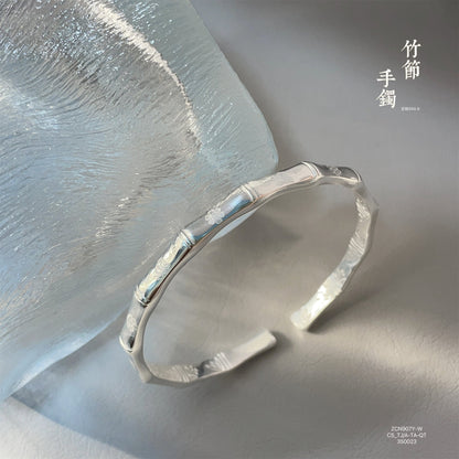 China bamboo open sterling silver bracelet - jewelry - weilin.com