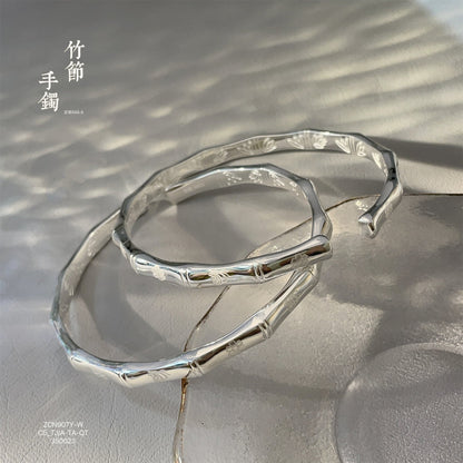 China bamboo open sterling silver bracelet - jewelry - weilin.com