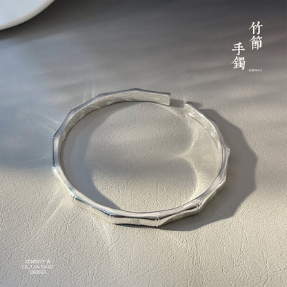 China bamboo open sterling silver bracelet - jewelry - weilin.com