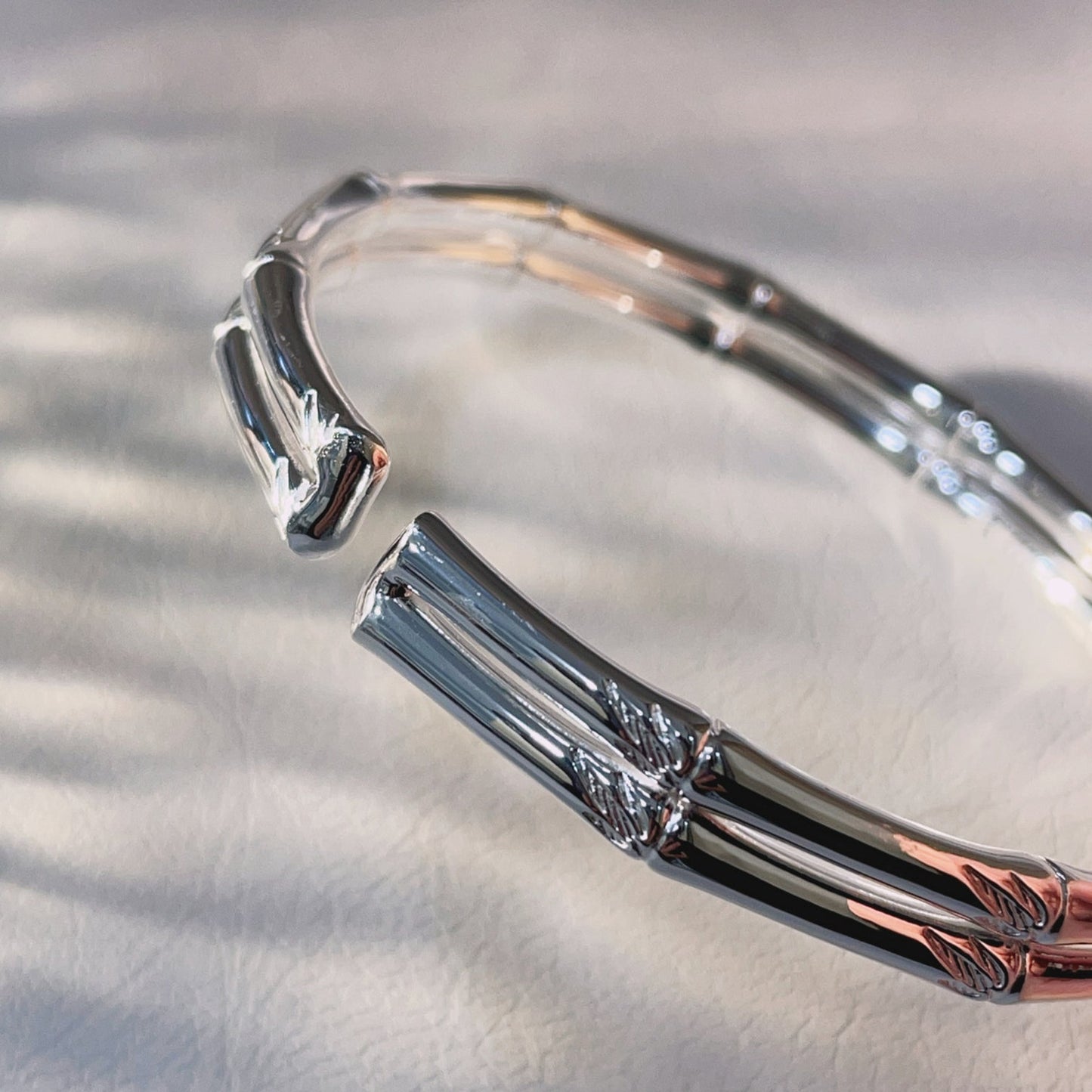 China double - layer bamboo open - end sterling silver bracelet - jewelry - weilin.com