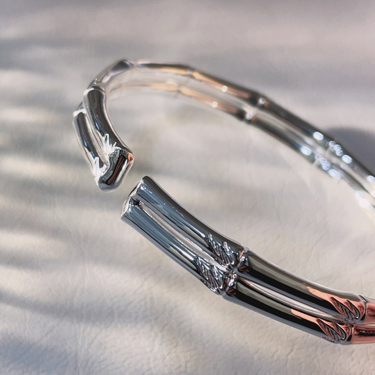 China double - layer bamboo open - end sterling silver bracelet - jewelry - weilin.com