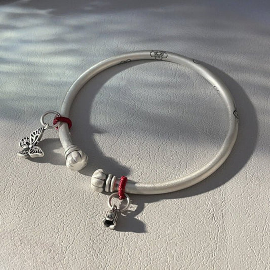 China Plum blossom and butterfly bell sterling silver bracelet - jewelry - weilin.com