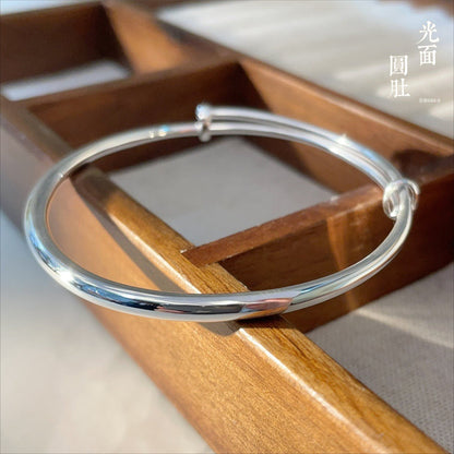 China round shiny sterling silver bracelet - jewelry - weilin.com