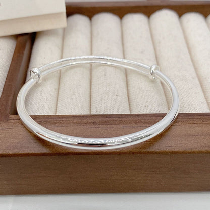 China round shiny sterling silver bracelet - jewelry - weilin.com