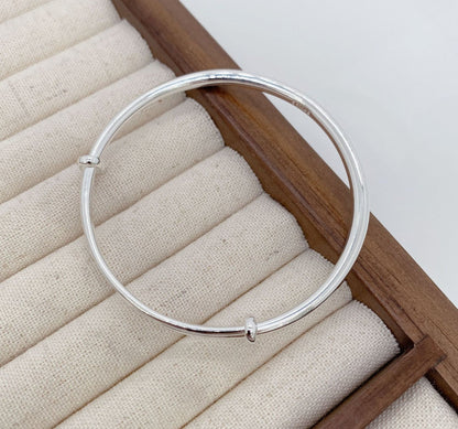 China round shiny sterling silver bracelet - jewelry - weilin.com