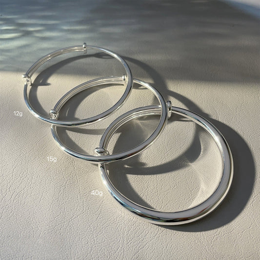 China round shiny sterling silver bracelet - jewelry - weilin.com