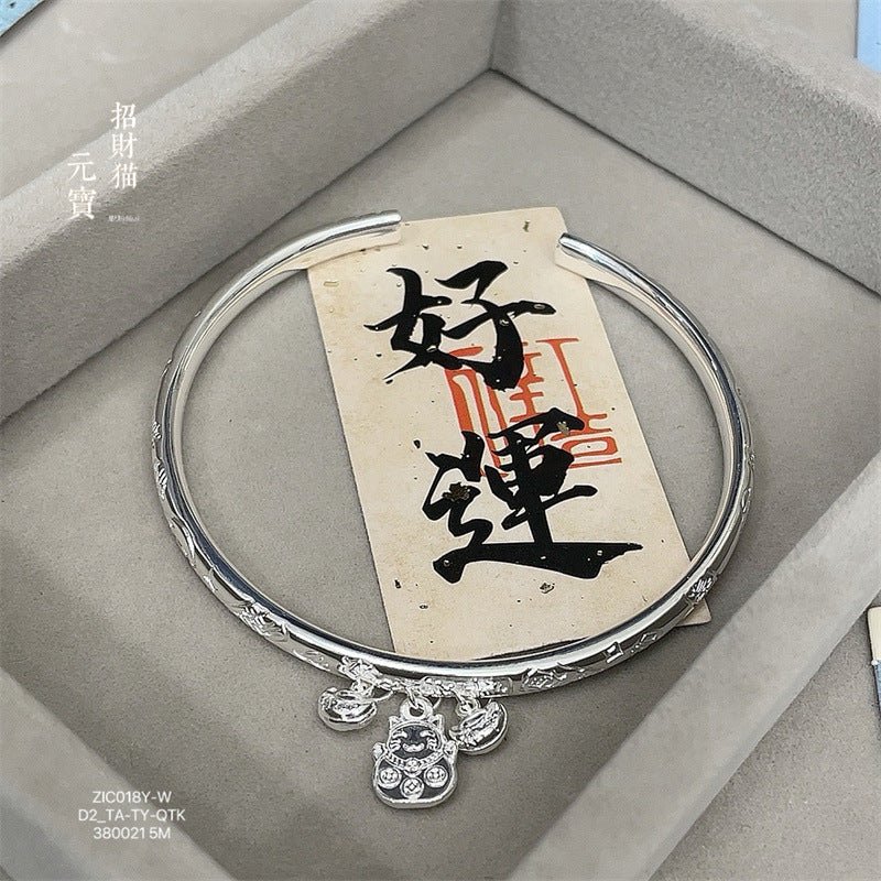 China Sterling silver new Chinese style ingot open bracelet - jewelry - weilin.com