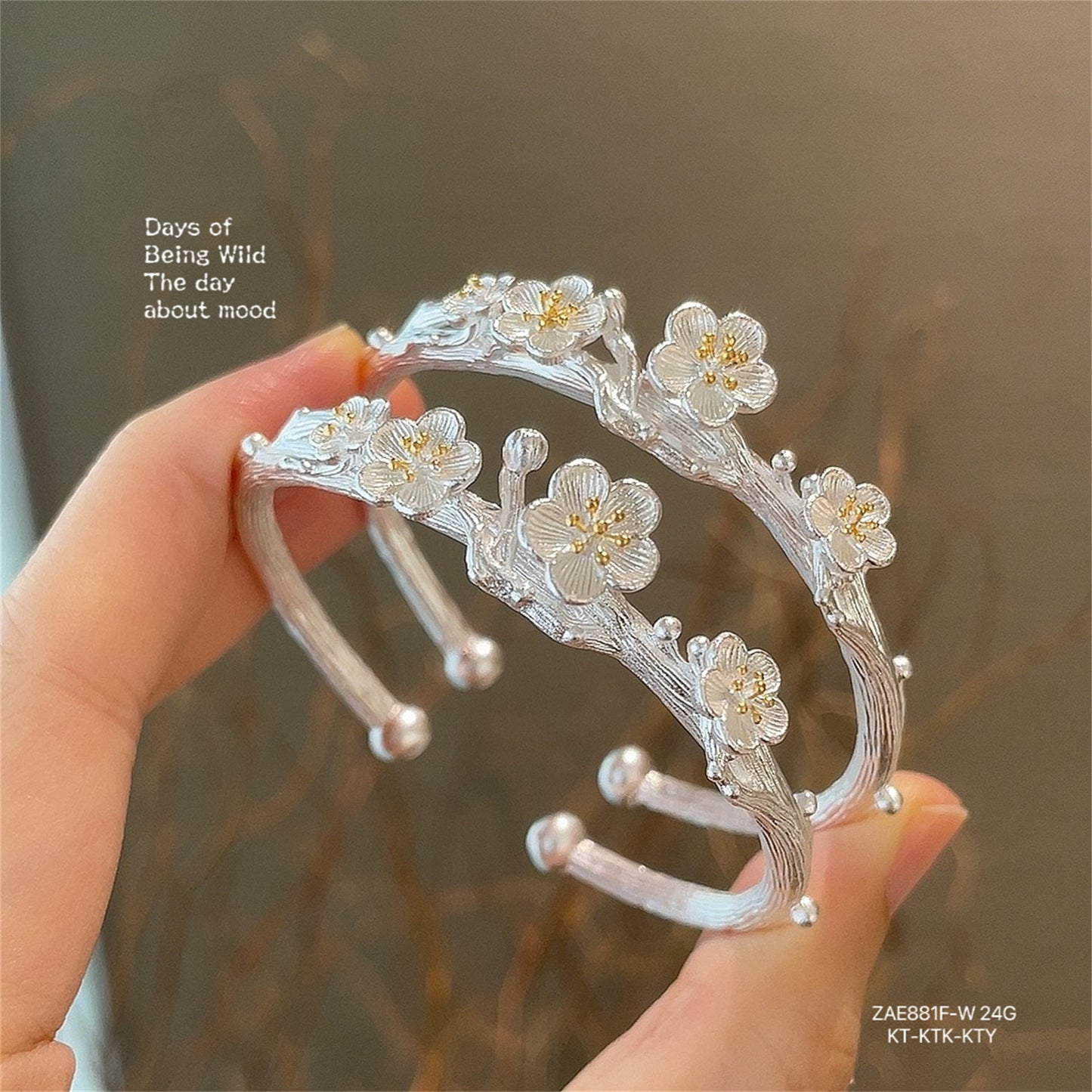 China sterling silver plum blossom open bracelet - jewelry - weilin.com