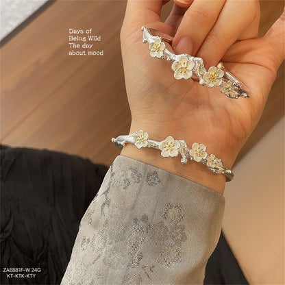 China sterling silver plum blossom open bracelet - jewelry - weilin.com