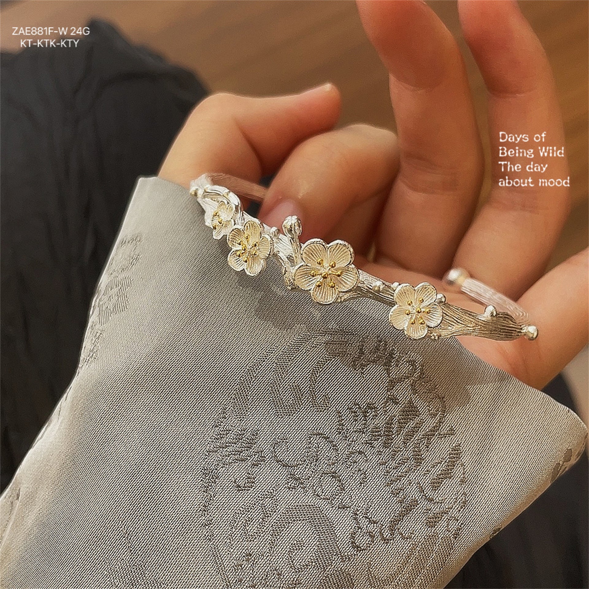 China sterling silver plum blossom open bracelet - jewelry - weilin.com