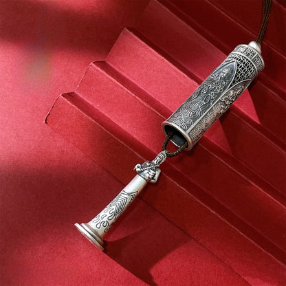 Chinese ancient copper coin sterling silver pendant - jewelry - weilin.com