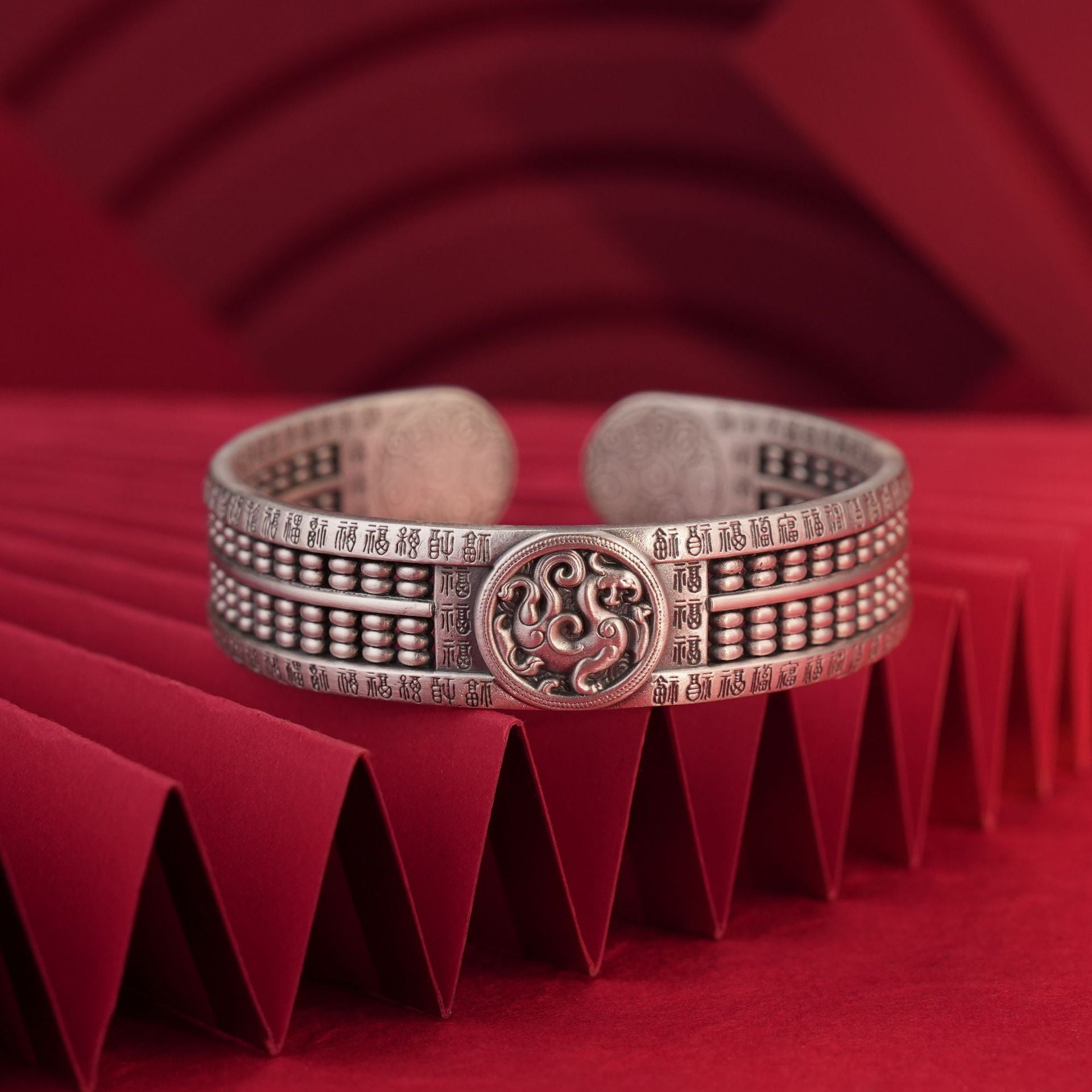 Chinese ancient style abacus sterling silver bracelet - jewelry - weilin.com