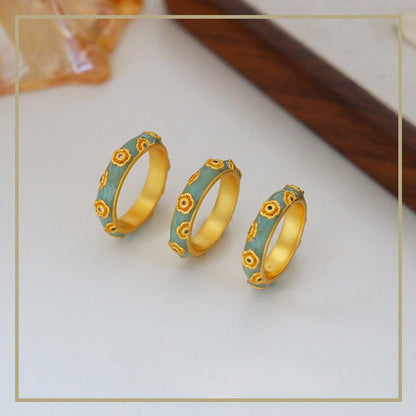Chinese ancient style micro - inlaid zircon colored oil - drip enamel ring - jewelry - weilin.com