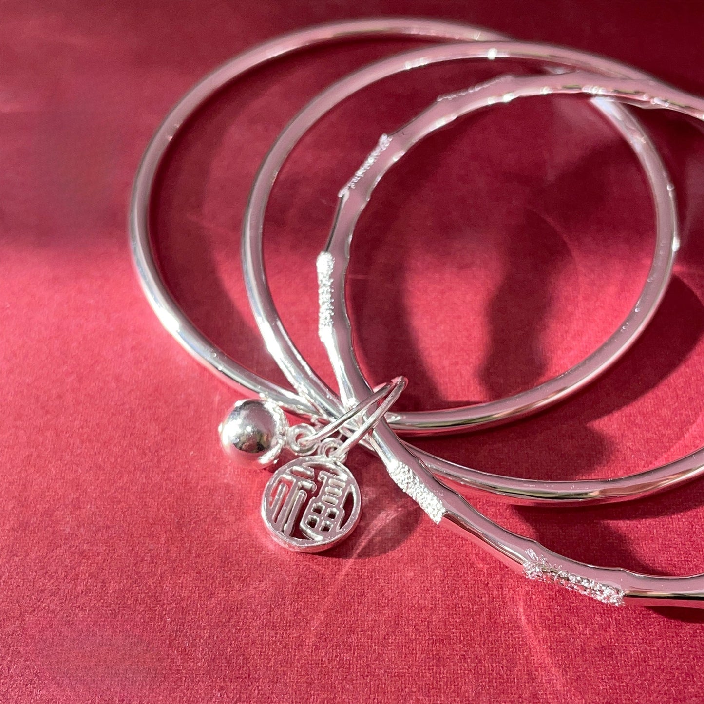 Chinese bamboo hanging bell sterling silver bracelet - jewelry - weilin.com