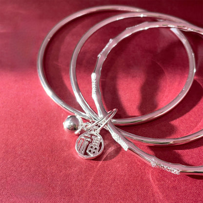 Chinese bamboo hanging bell sterling silver bracelet - jewelry - weilin.com