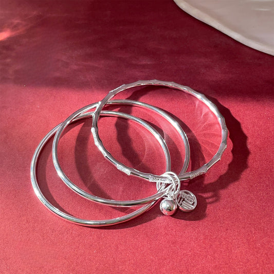 Chinese bamboo hanging bell sterling silver bracelet - jewelry - weilin.com