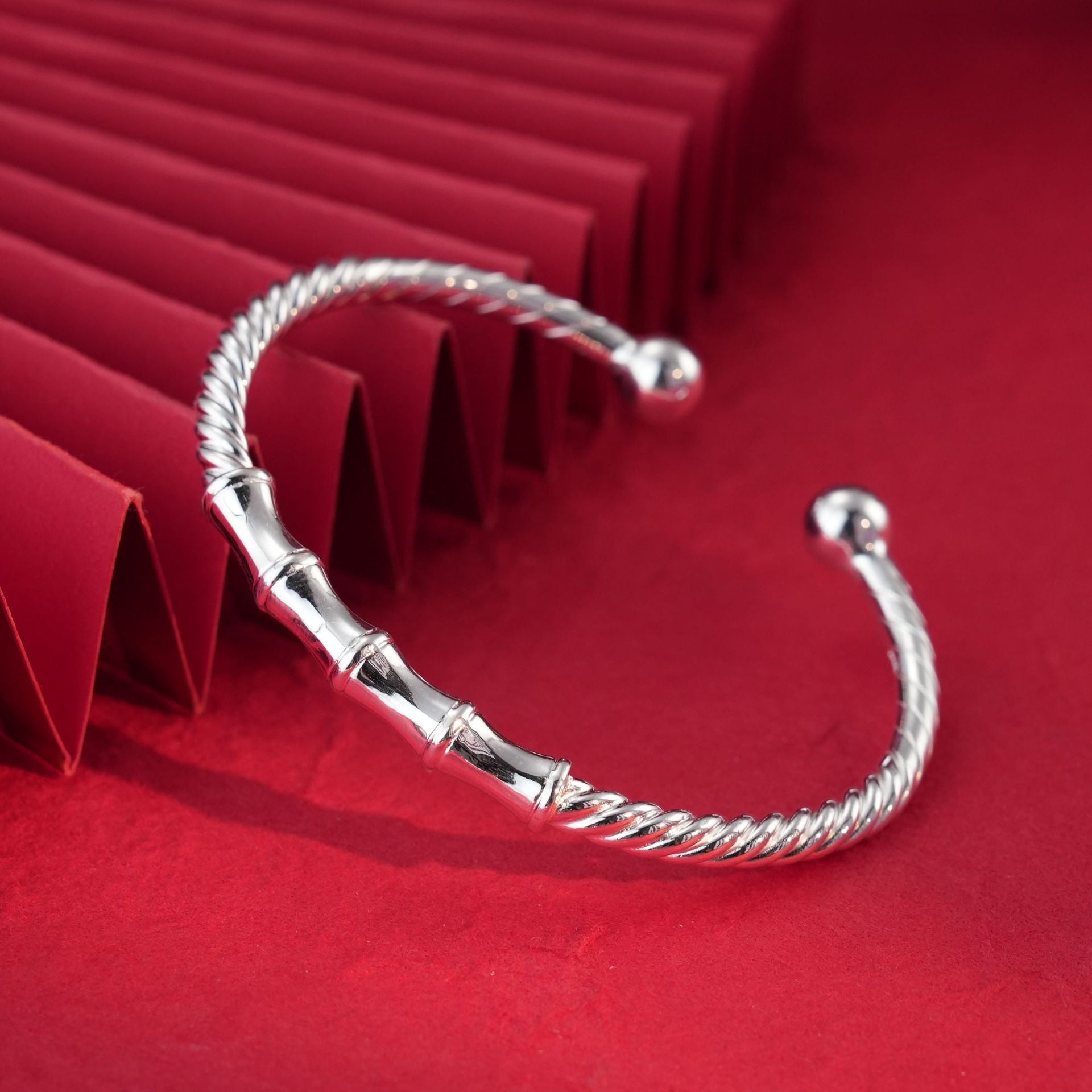 Chinese bamboo twisted hemp sterling silver bracelet - jewelry - weilin.com