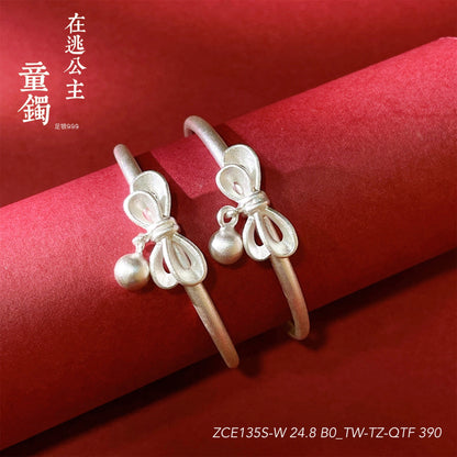 Chinese Bow Bell Sterling Silver Bracelet - jewelry - weilin.com
