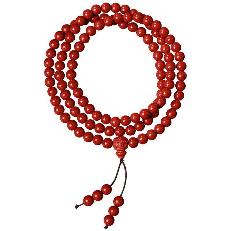 Chinese cinnabar 108 beads rosary bracelet - jewelry - weilin.com