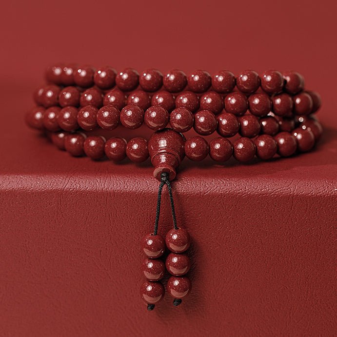 Chinese cinnabar 108 beads rosary bracelet - jewelry - weilin.com