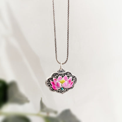 Chinese colorful lotus pendant - jewelry - weilin.com