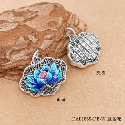 Chinese colorful lotus pendant - jewelry - weilin.com