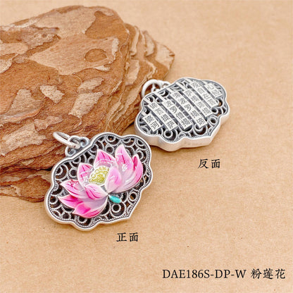 Chinese colorful lotus pendant - jewelry - weilin.com