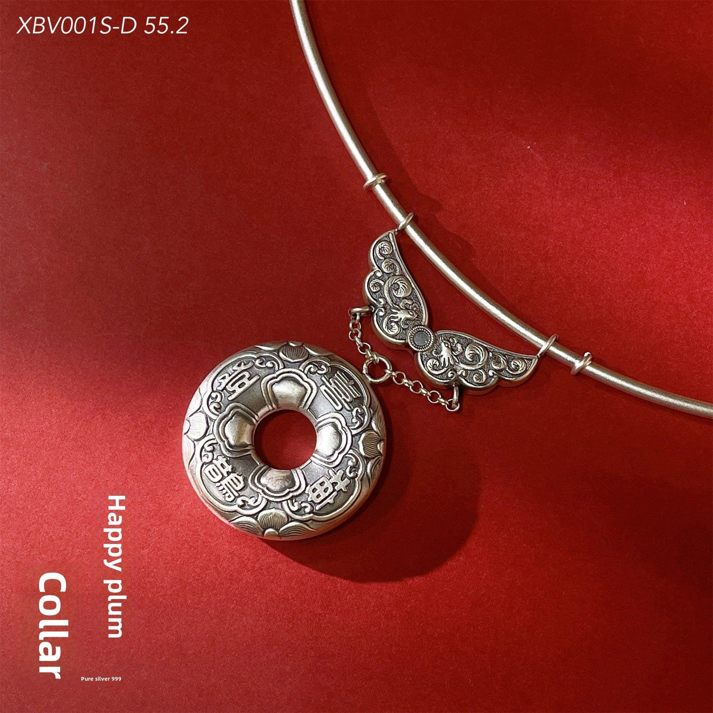 Chinese colorful pattern peace buckle pendant necklace - jewelry - weilin.com