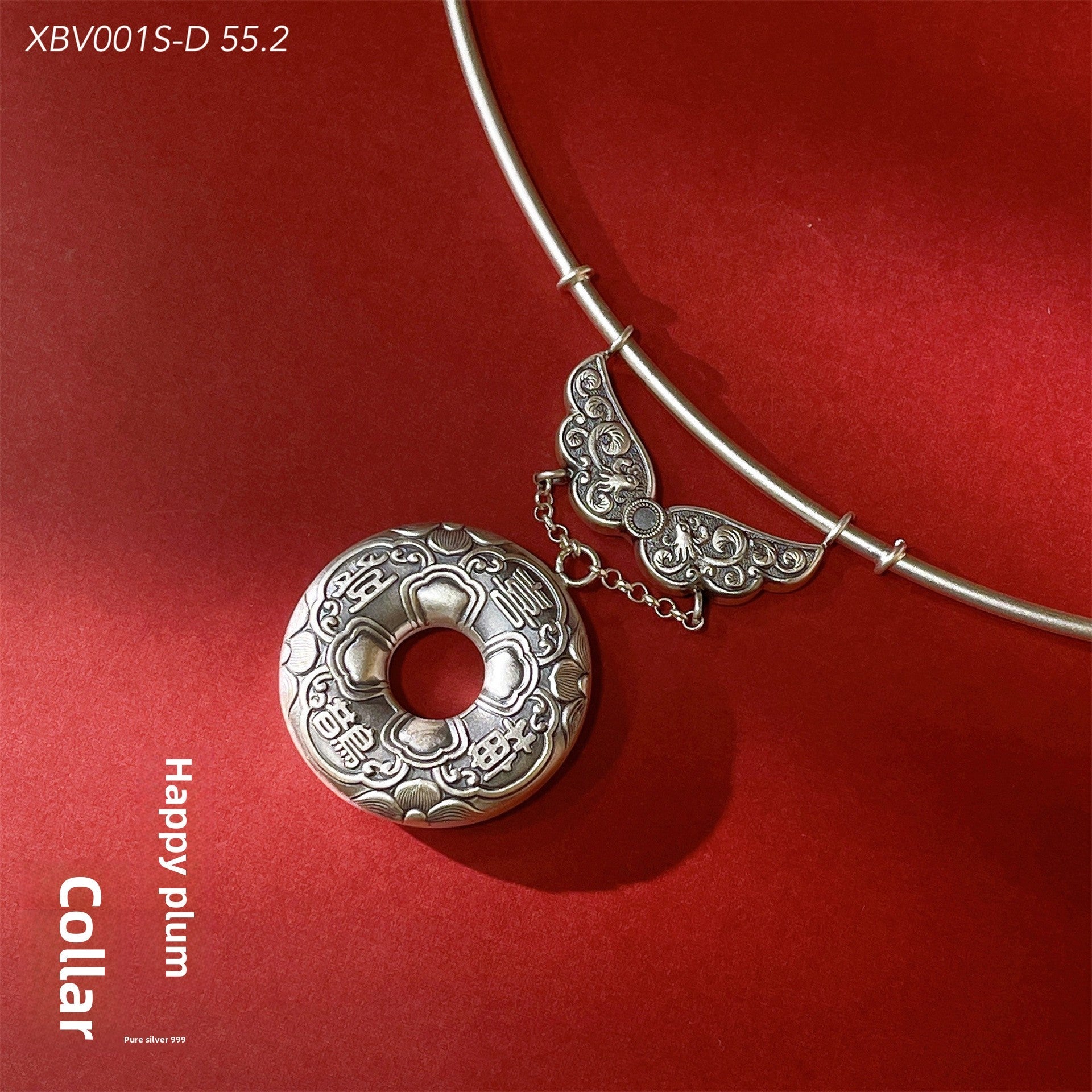 Chinese colorful pattern peace buckle pendant necklace - jewelry - weilin.com