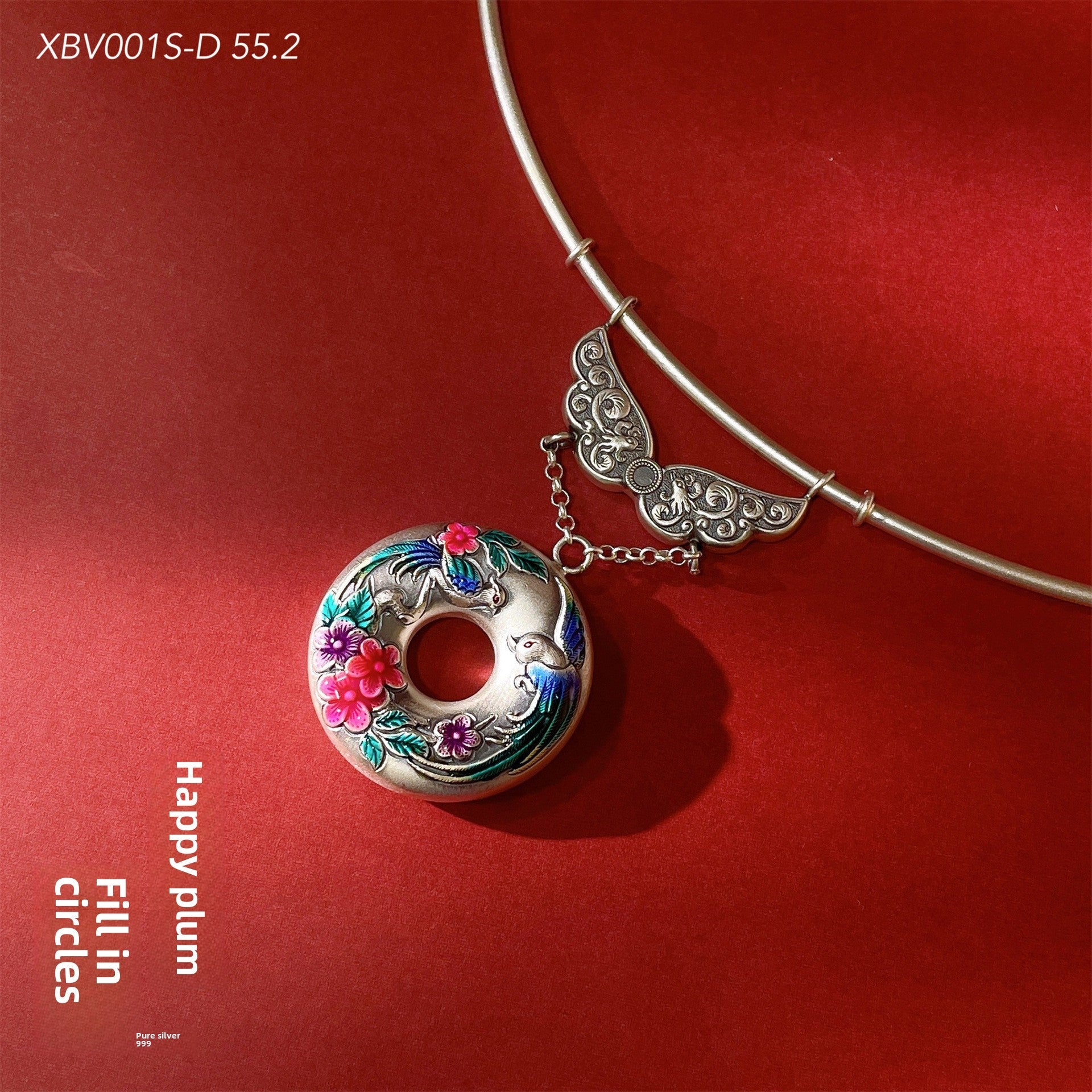 Chinese colorful pattern peace buckle pendant necklace - jewelry - weilin.com