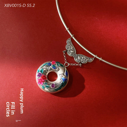 Chinese colorful pattern peace buckle pendant necklace - jewelry - weilin.com