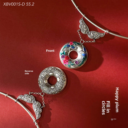 Chinese colorful pattern peace buckle pendant necklace - jewelry - weilin.com