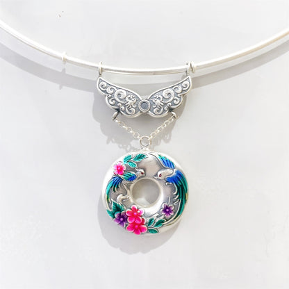 Chinese colorful pattern peace buckle pendant necklace - jewelry - weilin.com