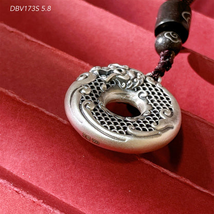 Chinese Dragon Peace Buckle Sterling Silver Pendant Necklace - jewelry - weilin.com