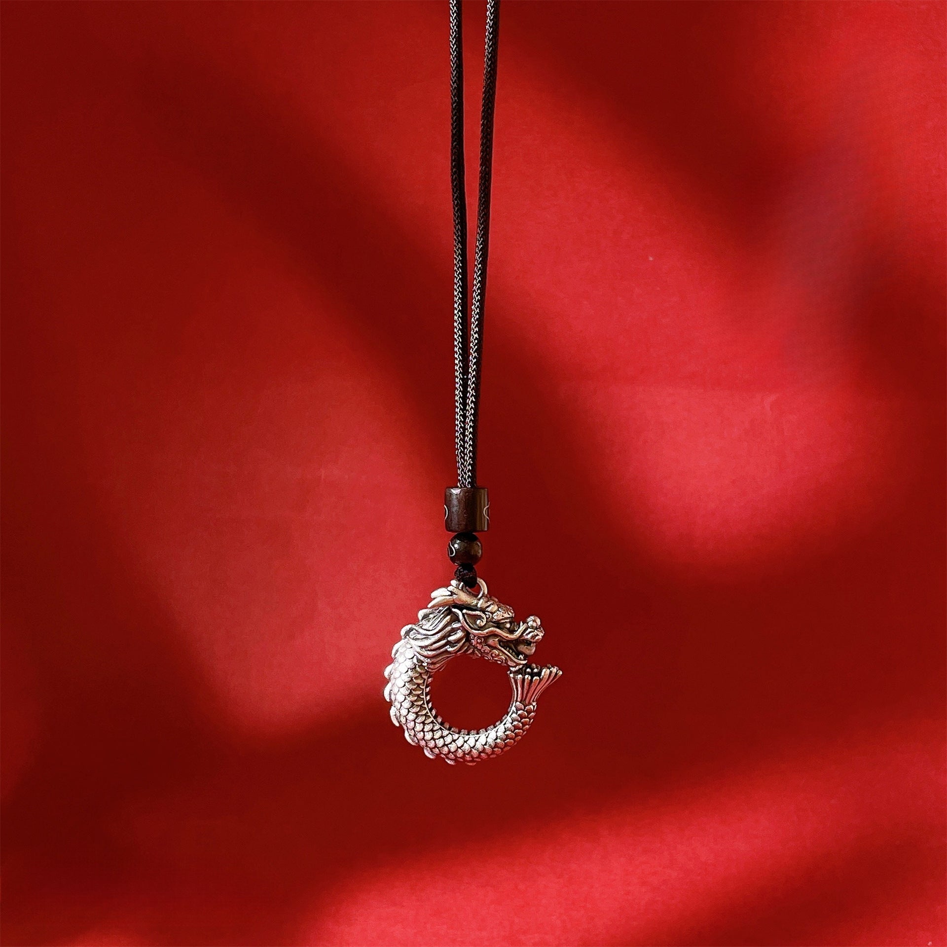 Chinese Dragon Peace Buckle Sterling Silver Pendant Necklace - jewelry - weilin.com