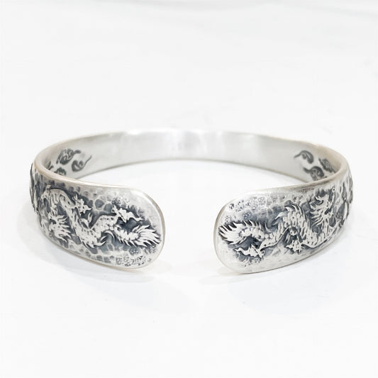 Chinese dragon sterling silver bracelet - jewelry - weilin.com