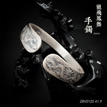 Chinese dragon sterling silver bracelet - jewelry - weilin.com