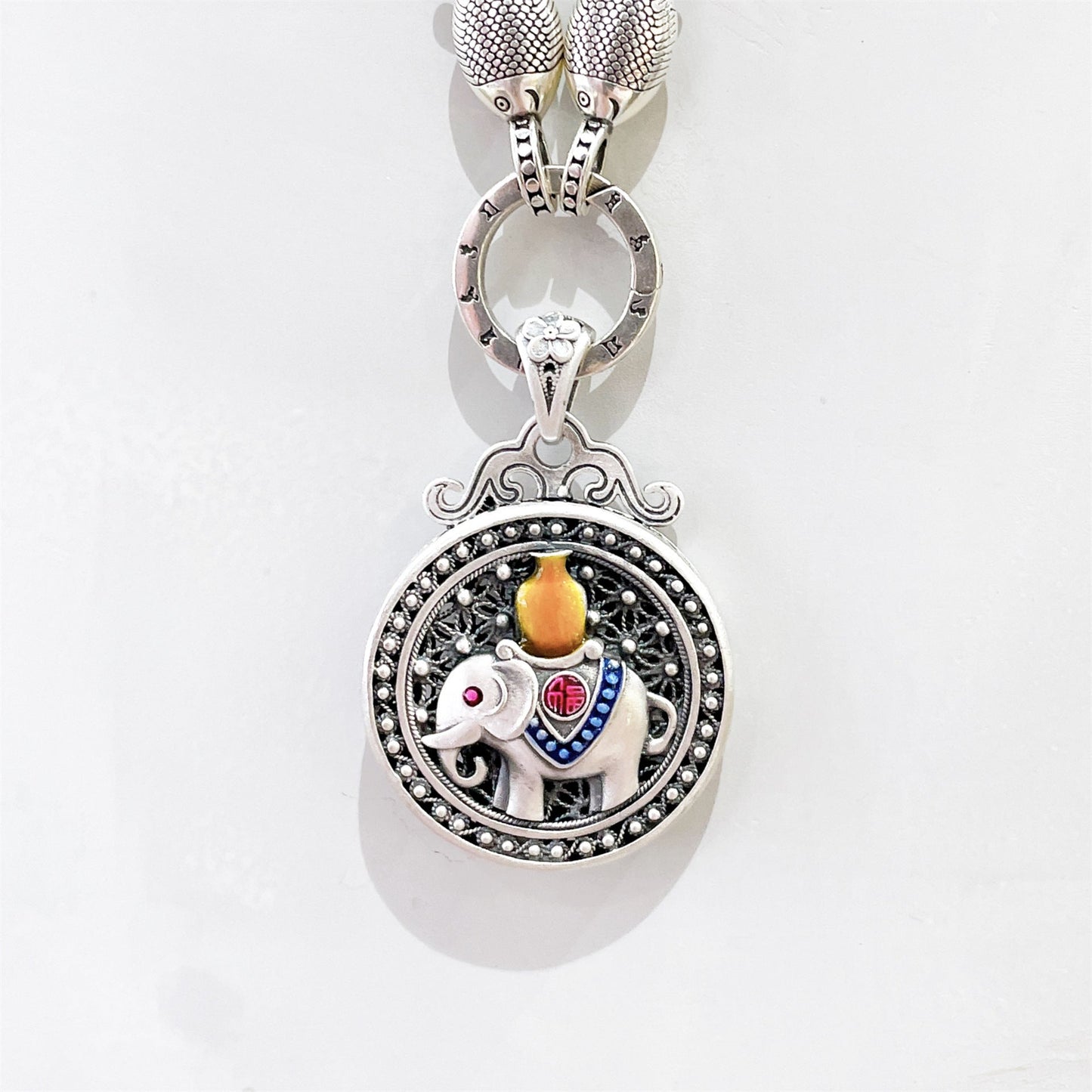 Chinese dragon sterling silver pendant - jewelry - weilin.com