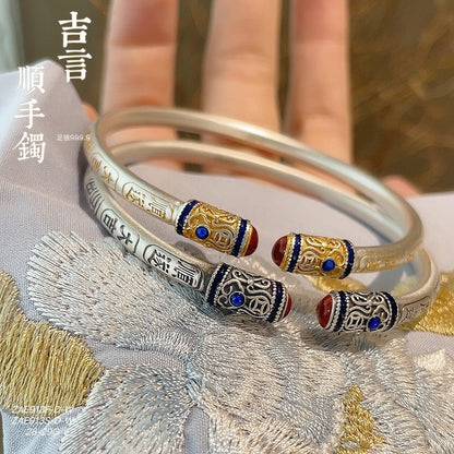 Chinese enamel sterling silver bracelet - jewelry - weilin.com