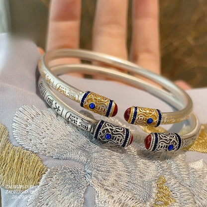 Chinese enamel sterling silver bracelet - jewelry - weilin.com