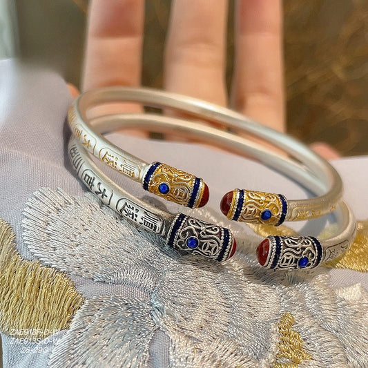 Chinese enamel sterling silver bracelet - jewelry - weilin.com