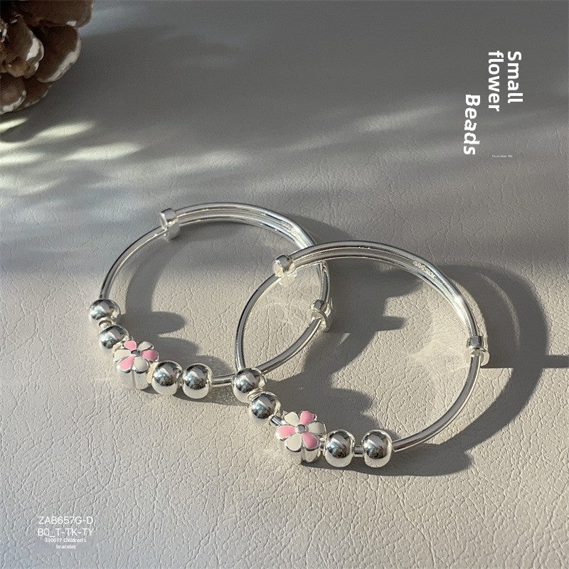 Chinese flower bell sterling silver bracelet - jewelry - weilin.com